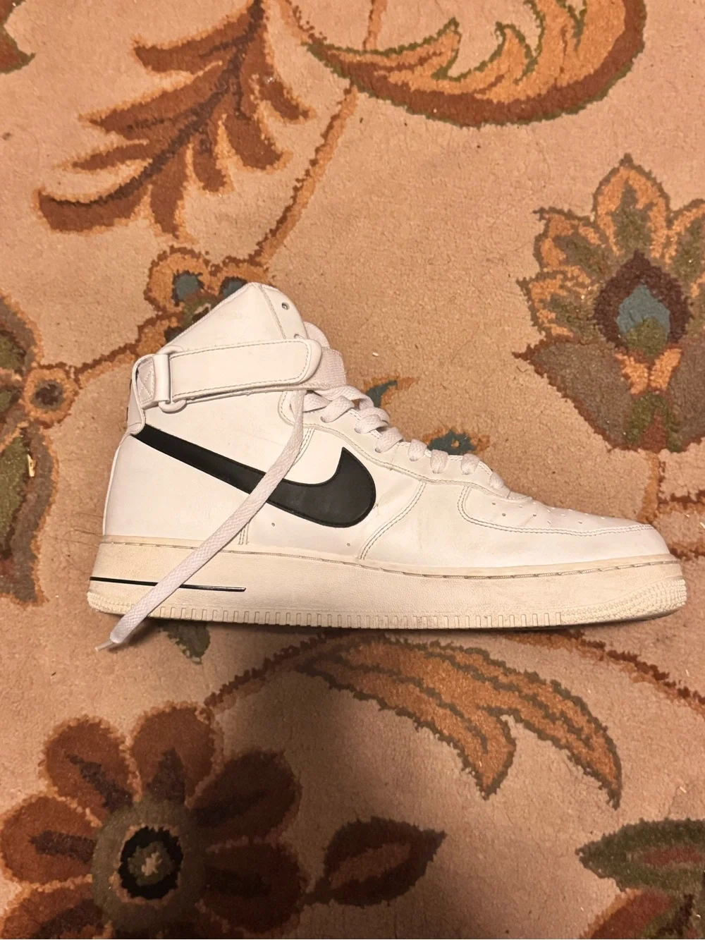 Nike Air Force 1 High while black Sneakers with Black Swoosh